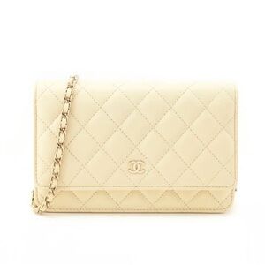 CHANEL Pastel Yellow Quilted Lambskin Crossbody Wallet on Chain “WOC” BRAND NEW